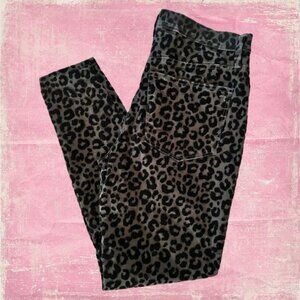 Madwell Women's 9" Inch Mid-Rise Skinny Jeans Flocked Leopard Black Size 30